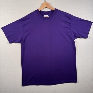 VTG 80s T-Shirt Blank Mens XL Purple USA Made Hanes Fifty-Fifty Single Stitch